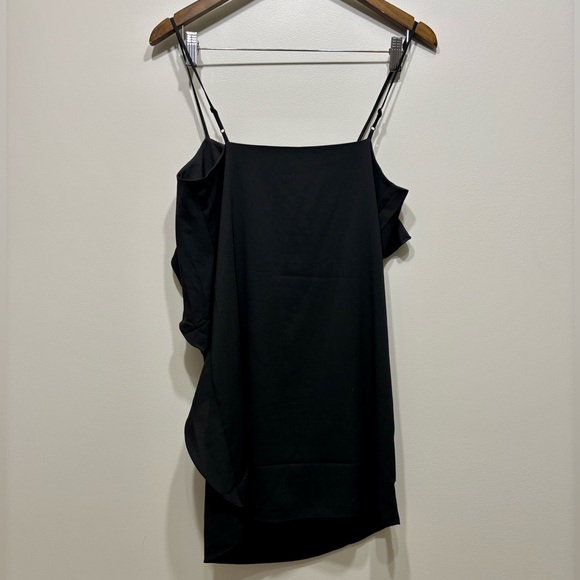 Naked Zebra Semi Formal Ruffle Tank Relaxed Fit Mini Dress Black - Picture 5 of 10